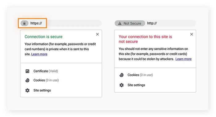 查看网站是否安全的方法是检查 HTTPS 加密。